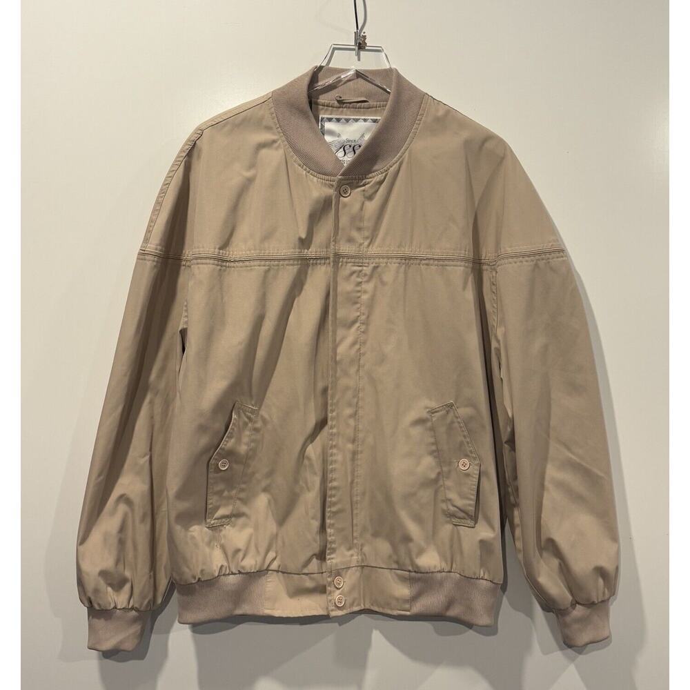 Munsingwear Beige Harrington Style Zip Up Jacket Mens Size Large
